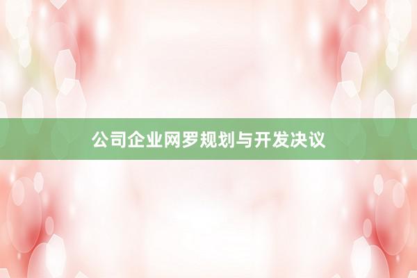公司企业网罗规划与开发决议